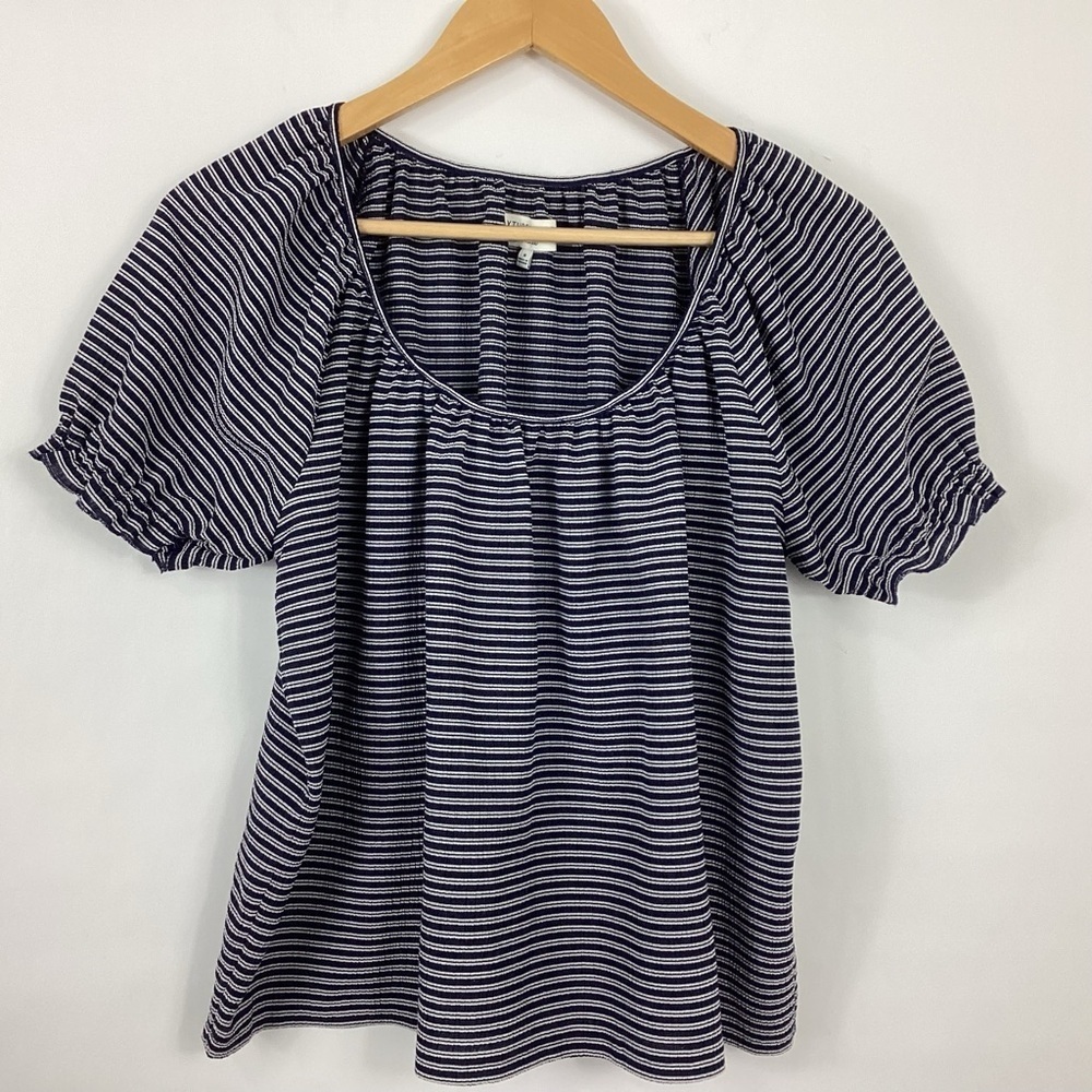 Madewell Texture & Thread Peasant Top In Stripe Size Medium